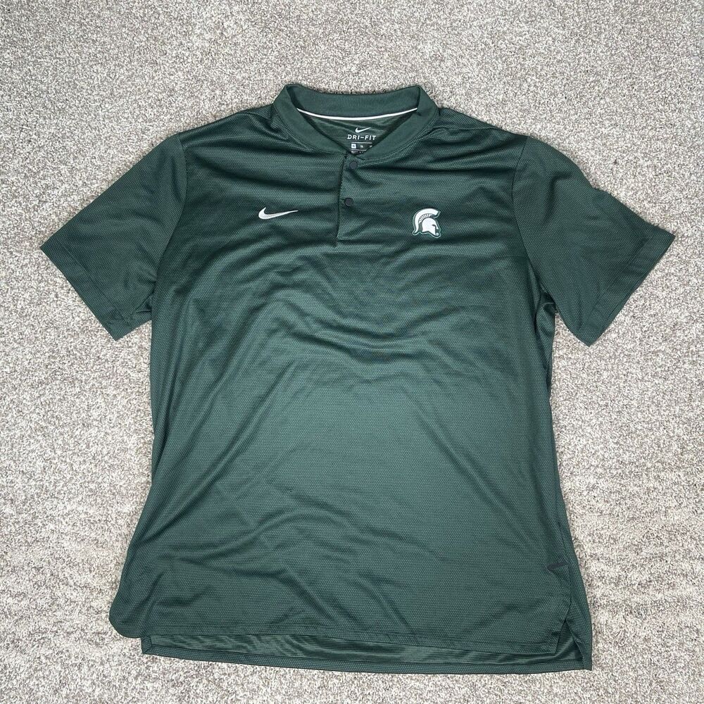 Nike Blade Collar Polo Shirt Men’s XL Green Michigan State Performance Golf